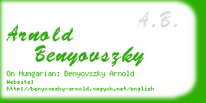 arnold benyovszky business card